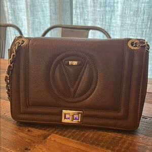 Valentino By Mario Valentino Brown Shoulder Bag with Gold Hardware